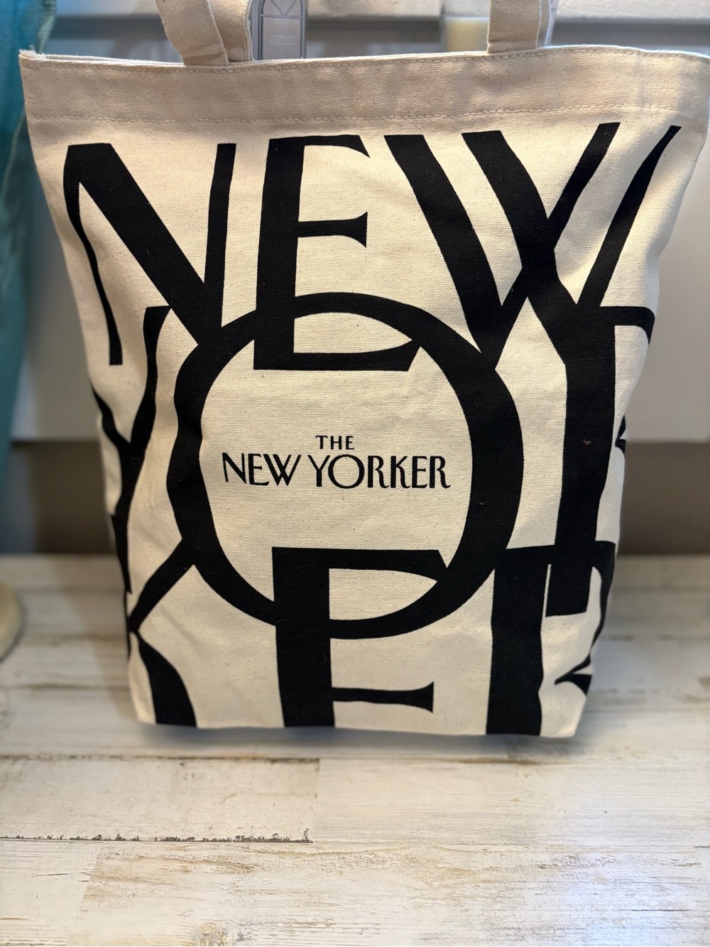 The New Yorker Canvas Tote Bag in Natural and Black